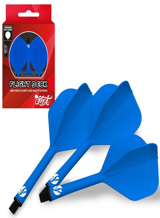 Shot! - Integrated Dart Flight & Shaft System | Reduced Deflections | 350 Micron Standard Shape | Carbon Reinforced | Dynamic Rotation | Polyester, Blue, Short - Image 1