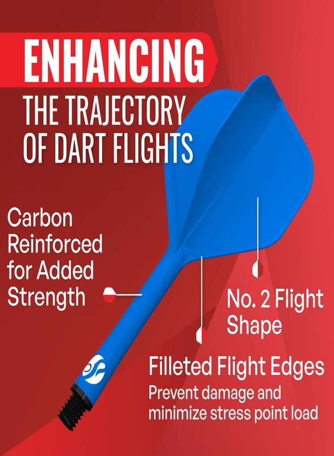 Shot! - Integrated Dart Flight & Shaft System | Reduced Deflections | 350 Micron Standard Shape | Carbon Reinforced | Dynamic Rotation | Polyester, Blue, Short - Image 5