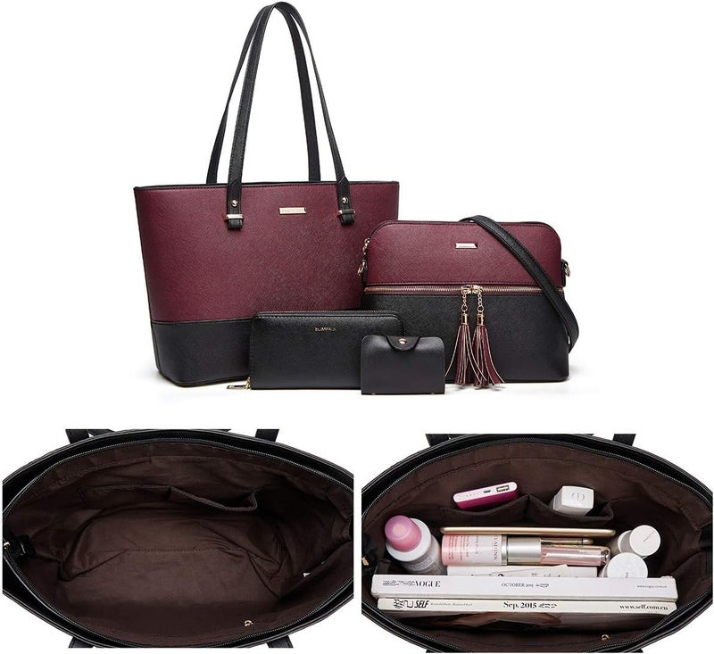YTL Women Fashion Handbags Wallet Tote Bag Shoulder Bag Top Handle Satchel Purse Set 4pcs - Image 5