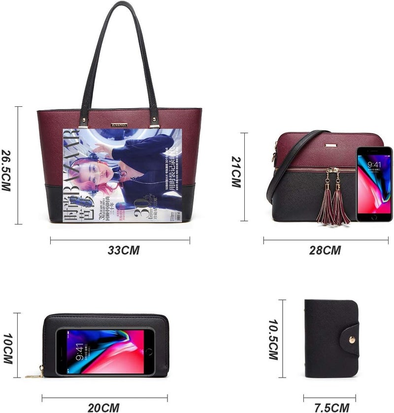 YTL Women Fashion Handbags Wallet Tote Bag Shoulder Bag Top Handle Satchel Purse Set 4pcs - Image 4