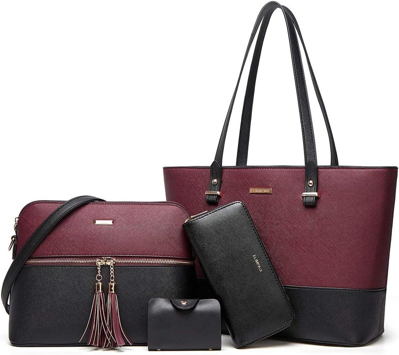 YTL Women Fashion Handbags Wallet Tote Bag Shoulder Bag Top Handle Satchel Purse Set 4pcs - Image 1