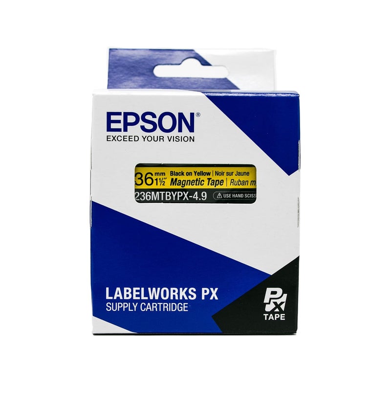 LABELWORKS Epson LABELWORKS 236MTBYPX-4.9 Genuine Magnetic Tape Cartridge - Black on Yellow Magnet Label Maker Tape - 1.5" (36MM) Wide, 4.9 ft, Yellow - Image 3
