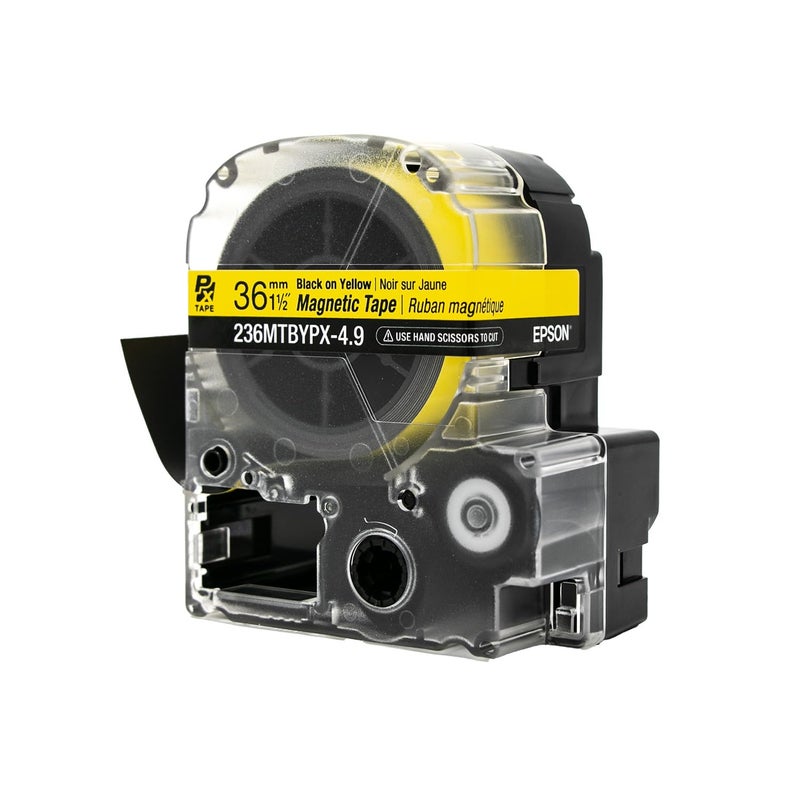 LABELWORKS Epson LABELWORKS 236MTBYPX-4.9 Genuine Magnetic Tape Cartridge - Black on Yellow Magnet Label Maker Tape - 1.5" (36MM) Wide, 4.9 ft, Yellow - Image 5