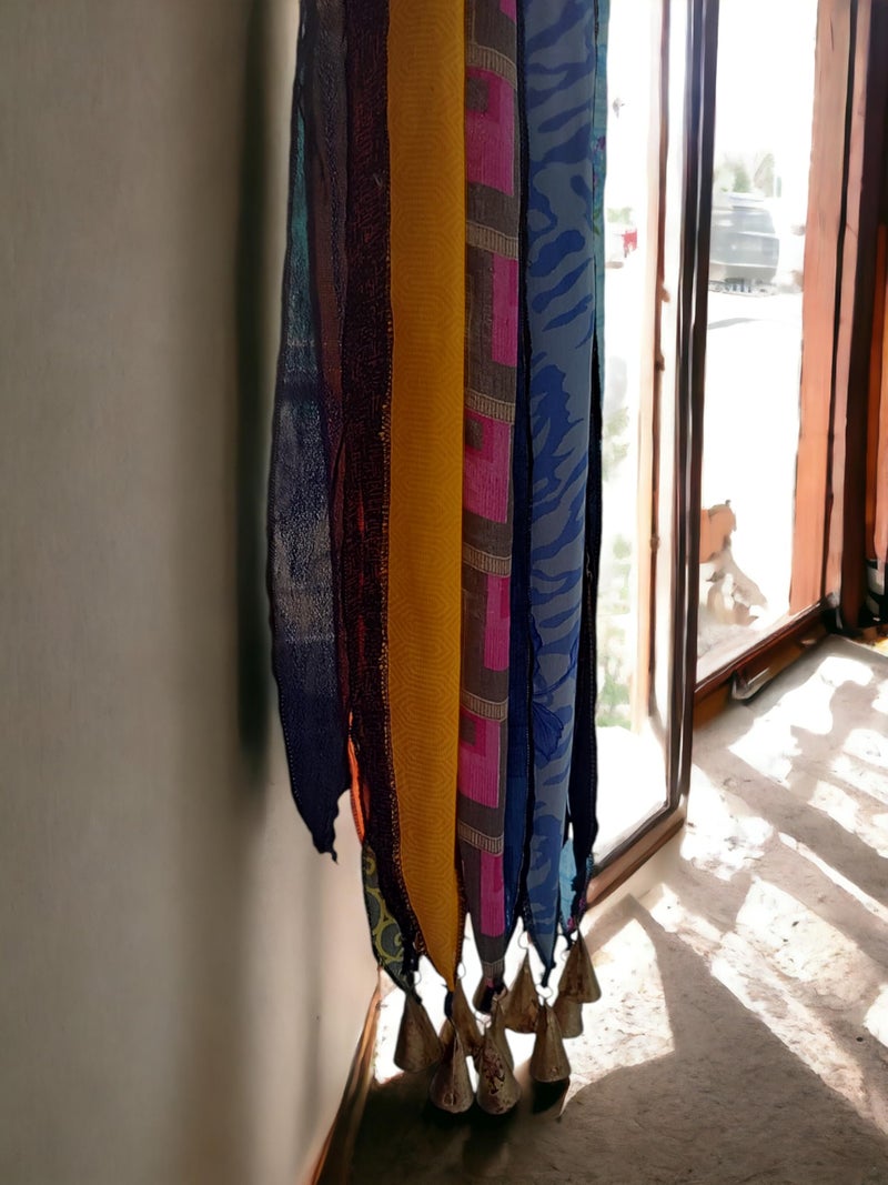 Mango Gifts Old Silk Sari Multicolor Ribbon Doorway Curtain Hippie Bohemian Room Divider Light-Filtering Boho Curtains Rod Pocket Window Drape for Livingroom Bedroom 85 x 45 Inch - Image 5