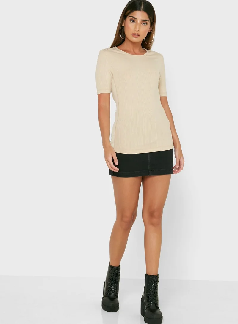 CALVIN KLEIN Ribbed Crew Neck Top