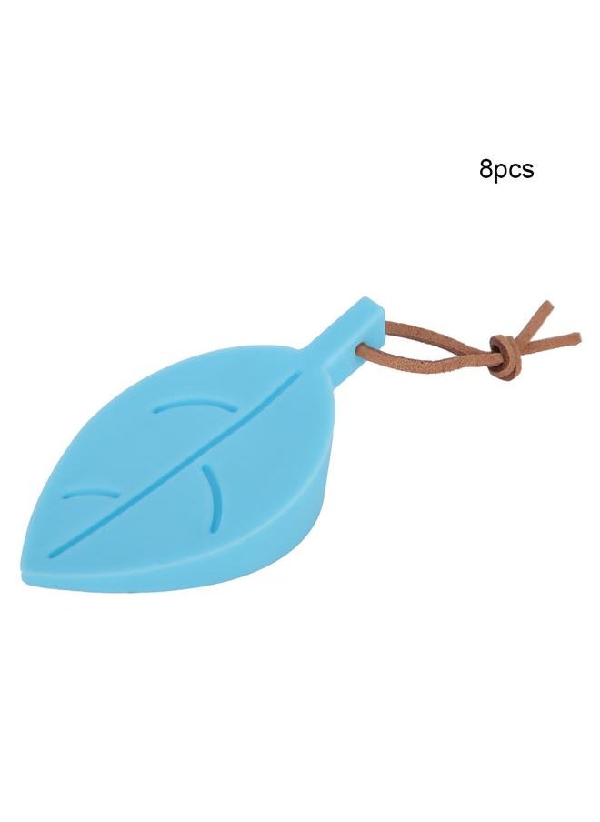 Thoraya 8PCS Leaf Style Safety Door Stopper For Children Prevent Clamp Hand Silicone Doorstop(Blue)  - Image 1