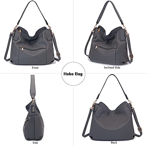 Idesort Large Crossbody Bags Ladies Shoulder Handbags Purse and Wallet Set for Women Totes Hobo Purses DarkGrey - Image 5