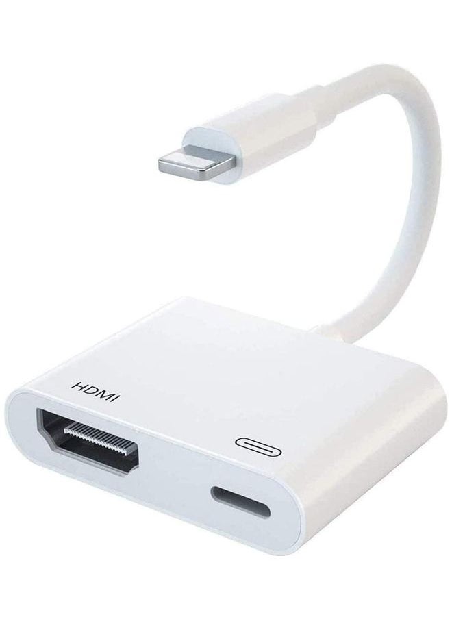 DUSALA - Lightning to HDMI Adapter Screen Connector with Charging Port for iPhone White - Image 1