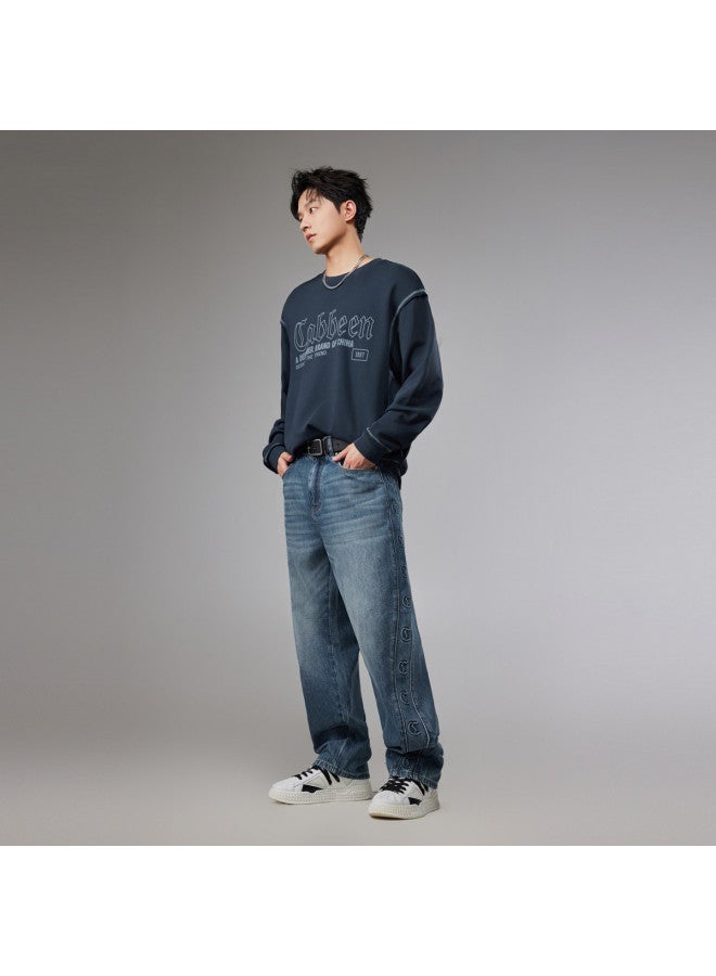 Cabbeen Men's Hoodie With Embroidered English Print, Comfortable And Soft Winter Long Sleeve Hoodie - Image 5