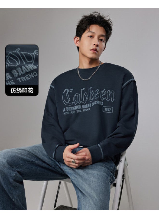 Cabbeen Men's Hoodie With Embroidered English Print, Comfortable And Soft Winter Long Sleeve Hoodie - Image 1