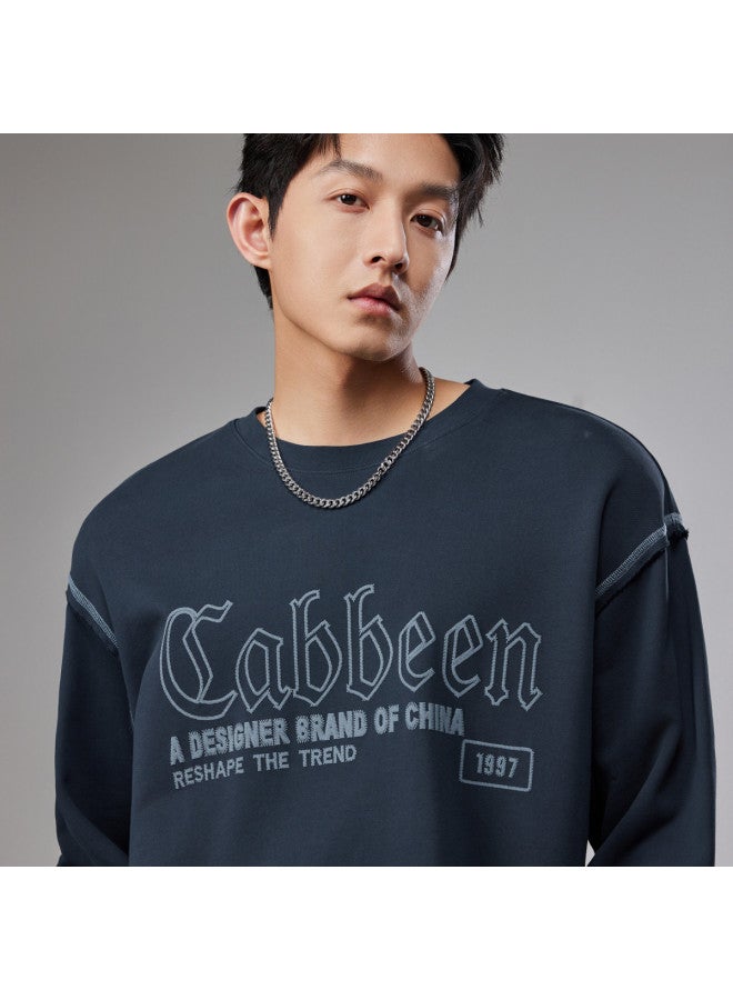 Cabbeen Men's Hoodie With Embroidered English Print, Comfortable And Soft Winter Long Sleeve Hoodie - Image 4