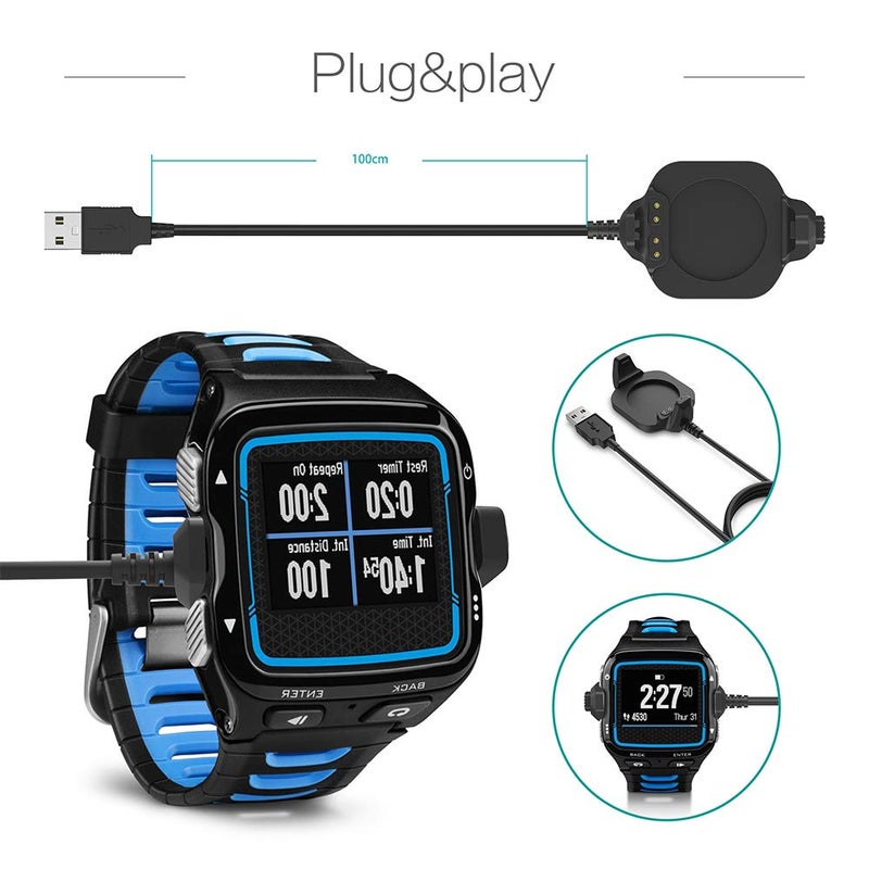TUSITA Charger Compatible with Garmin Forerunner 920XT Smartwatch - USB Charging Cable Clip Cradle 100cm - Fitness Tracker Accessories - Image 4