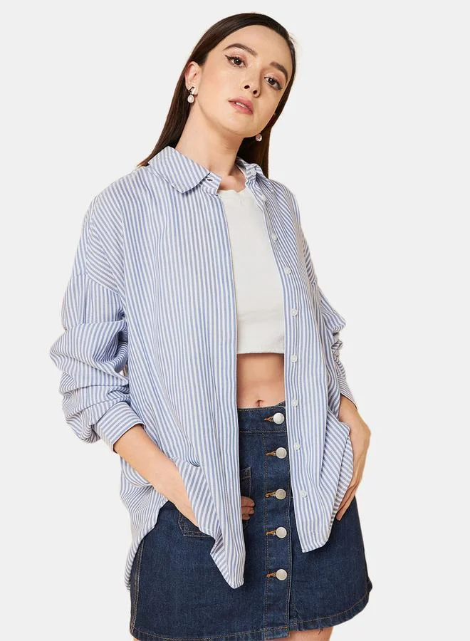 HIGH STAR Oversized Striped Shirt with Long Sleeves