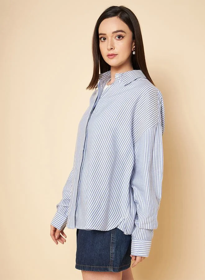 HIGH STAR Oversized Striped Shirt with Long Sleeves by Styli
