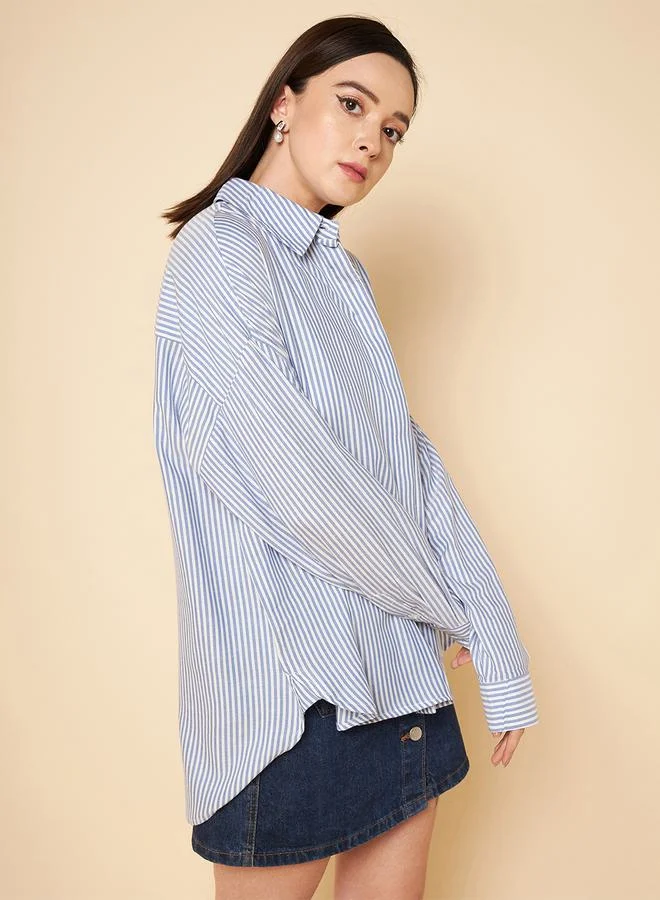 HIGH STAR Oversized Striped Shirt with Long Sleeves by Styli