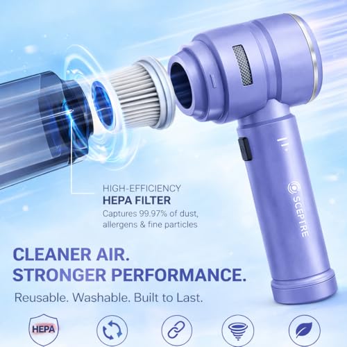 Sceptre Cordless Vacuum Cleaner & Air Duster for Car use| Home & Office use |15000Pa Powerful Suction| Inbuilt 12V Rechargeable Battery| 4-in-1 Wireless Cleaner for Sofa, Bed, Carpet & PC Cleaning - Image 4