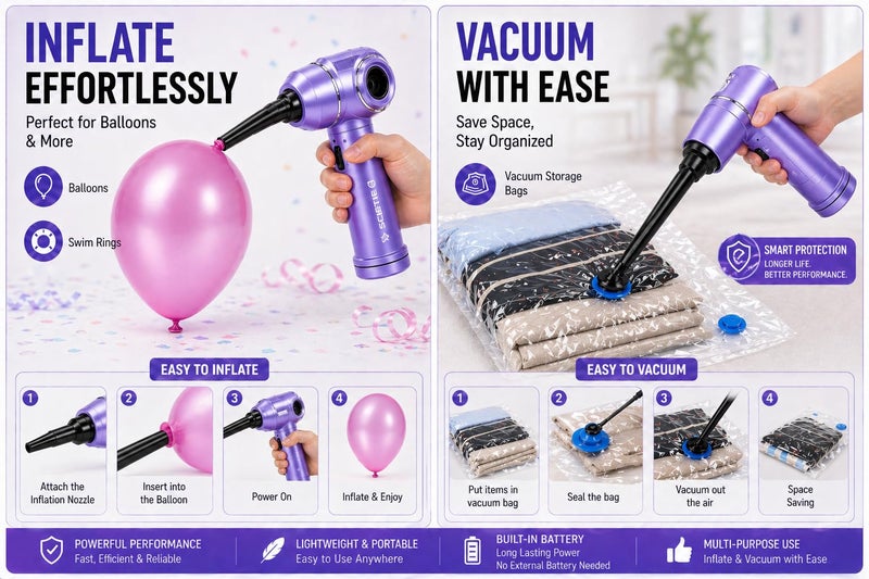 Sceptre Cordless Vacuum Cleaner & Air Duster for Car use| Home & Office use |15000Pa Powerful Suction| Inbuilt 12V Rechargeable Battery| 4-in-1 Wireless Cleaner for Sofa, Bed, Carpet & PC Cleaning - Image 5