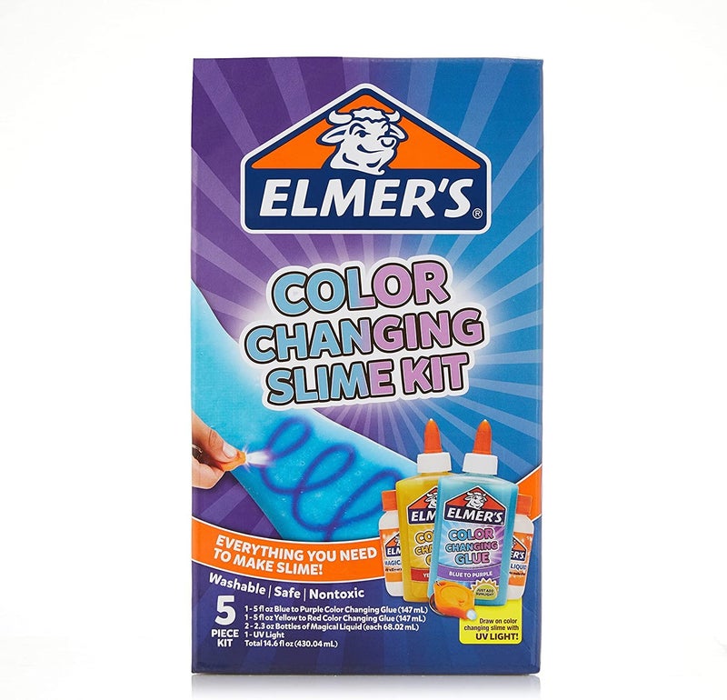 ELMER'S مجموعة إيليمر لتغيير لون السلايم | لوازم السلايم تشمل غراء يغير لونه | مع منشط السلايم السحري السائل | ينشط بضوء الأشعة فوق البنفسجية | مجموعة من 4 قطع - Image 5