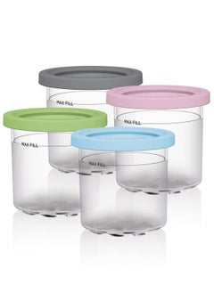 Ice Cream Containers with Silicone Lids, Compatible with NC299AMZ & NC300s Series & Creami Ice Cream Makers, BPA-Free & Dishwasher Safe, 0.55L Each(Clear/Grey/Lime/Pink/Acqua)