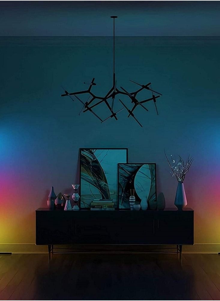 Sharpdo Ambient Floor Lamp Dimmable Standing Lamp w/ Remote Control, Simple Color Changing Game Room Standing Lamp, For Living Room, Bedroom, Game Room Ganeed Modern LED RGB Floor Lamp Black 142 cm