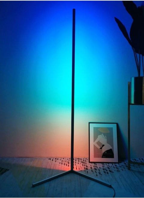 Sharpdo Ambient Floor Lamp Dimmable Standing Lamp w/ Remote Control, Simple Color Changing Game Room Standing Lamp, For Living Room, Bedroom, Game Room Ganeed Modern LED RGB Floor Lamp Black 142 cm