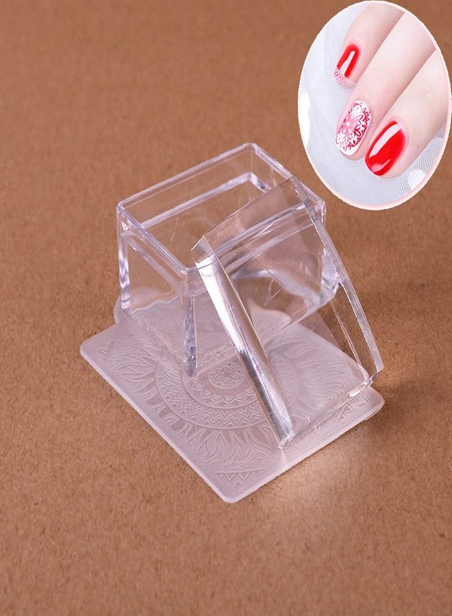 GSHLLO 2 Sets Rectangle Clear Silicone Nail Art Stamper with Scraper Nail Stamping Jelly Manicure Tools for DIY Nail Deco - Image 2