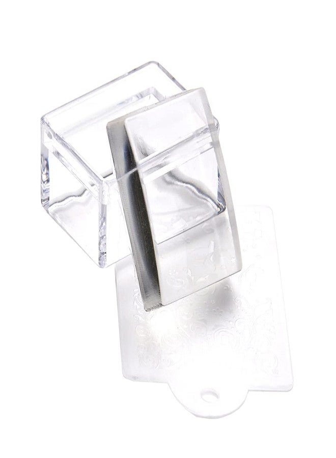 GSHLLO 2 Sets Rectangle Clear Silicone Nail Art Stamper with Scraper Nail Stamping Jelly Manicure Tools for DIY Nail Deco - Image 1