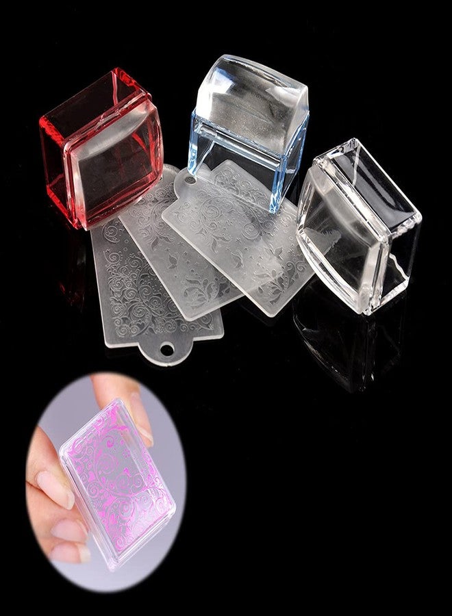 GSHLLO 2 Sets Rectangle Clear Silicone Nail Art Stamper with Scraper Nail Stamping Jelly Manicure Tools for DIY Nail Deco - Image 5