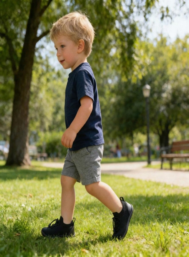 FEETCITY Flexible Baby Sneakers Boys Girls Baby First Walking Shoes Breathable Toddler Slip On Sneakers Black - Image 2