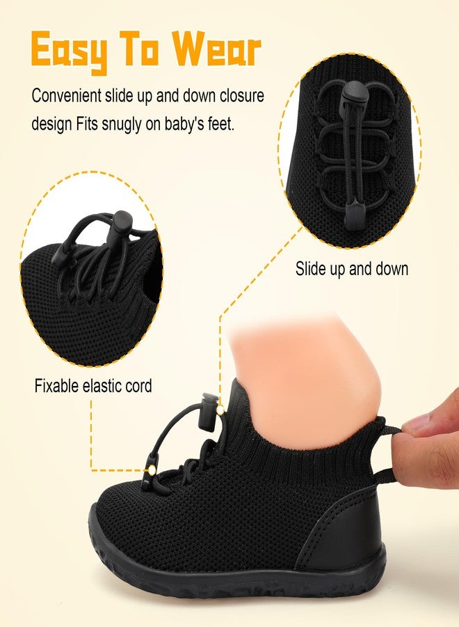 FEETCITY Flexible Baby Sneakers Boys Girls Baby First Walking Shoes Breathable Toddler Slip On Sneakers Black - Image 3