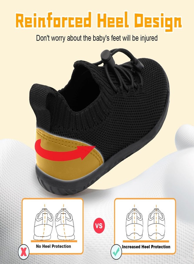 FEETCITY Flexible Baby Sneakers Boys Girls Baby First Walking Shoes Breathable Toddler Slip On Sneakers Black - Image 4
