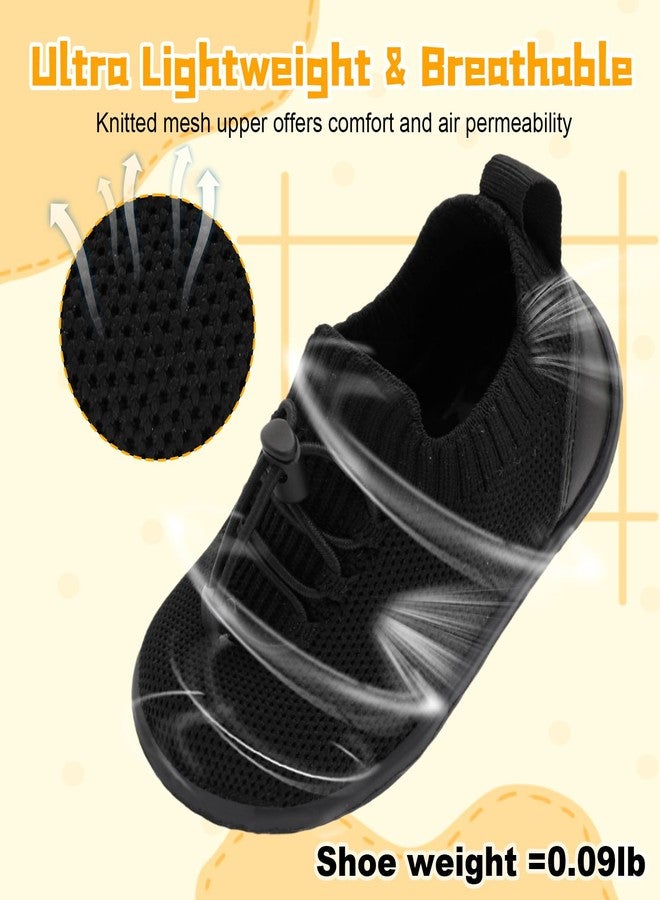 FEETCITY Flexible Baby Sneakers Boys Girls Baby First Walking Shoes Breathable Toddler Slip On Sneakers Black - Image 5