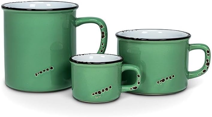 Abbott Collection فنجان سيراميك بتصميم المينا من مجموعة أبوت باللون الأخضر الغابي سعة 14 أونصة 4 بوصات - Image 2