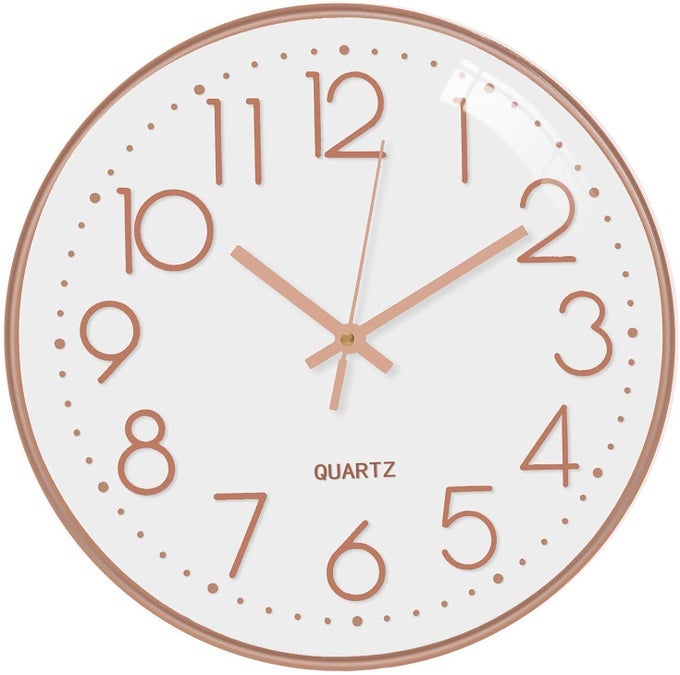 WALL CLOCK FOR HOME 125 SILENT QUARTZ DECORATIVE WALL CLOCK NONTICKING CLASSIC DIGITAL CLOCK BATTERY OPERATED ROUND EASY TO READ ROOMHOMEKITCHENBEDROOMOFFICESCHOOL WHITE ROSE GOLD