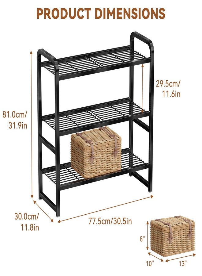 MWQ 3 Tier Simple Shelf Organizer for Indoor Outdoor, Waterproof Heavy Duty Steel Shelving Unit Plant Stand for Living Room Bathroom Balcony Garden, Easy Assemble, Pitch Black - Image 3