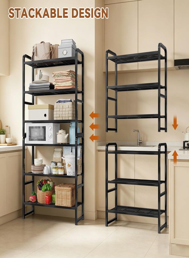 MWQ 3 Tier Simple Shelf Organizer for Indoor Outdoor, Waterproof Heavy Duty Steel Shelving Unit Plant Stand for Living Room Bathroom Balcony Garden, Easy Assemble, Pitch Black - Image 5