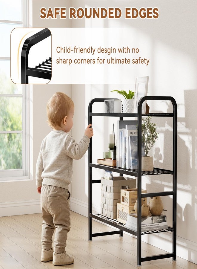 MWQ 3 Tier Simple Shelf Organizer for Indoor Outdoor, Waterproof Heavy Duty Steel Shelving Unit Plant Stand for Living Room Bathroom Balcony Garden, Easy Assemble, Pitch Black - Image 4