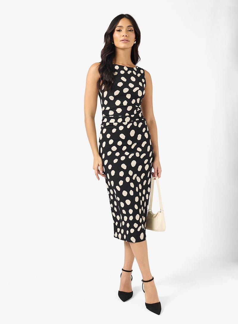 فيرو مودا فستان ماكسي مطبوع بأكمام قصيرة - Image 1