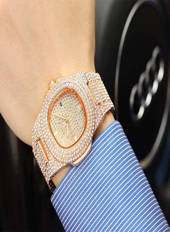 BESTKANG Fashion Unisex Crystal Diamond Watches Mens/Womens Luxury Bling-ed Out Gold Silver Stainless Steel Quartz Analog Wrist Watch, Rose Gold watches, Crystal Diamond Watches - Image 5