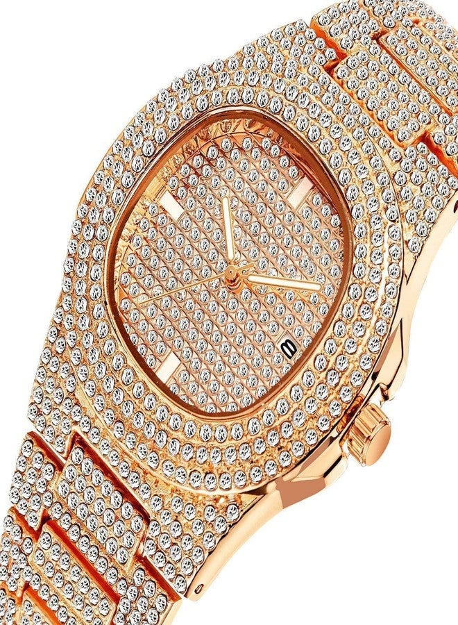 BESTKANG Fashion Unisex Crystal Diamond Watches Mens/Womens Luxury Bling-ed Out Gold Silver Stainless Steel Quartz Analog Wrist Watch, Rose Gold watches, Crystal Diamond Watches - Image 2