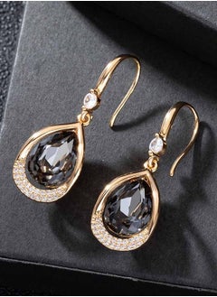 EVEVIC Austrian Crystal Halo Teardrop Hollow Drop Dangle Earrings for Women 14 K Rose Gold Plated Hypoallergenic Jewelry  - Image 4