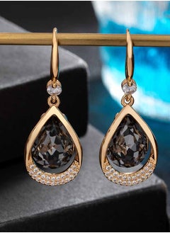 EVEVIC Austrian Crystal Halo Teardrop Hollow Drop Dangle Earrings for Women 14 K Rose Gold Plated Hypoallergenic Jewelry  - Image 2