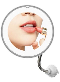 Ru syanl Flexible Gooseneck 10x Magnifying LED Lighted Makeup Mirror Bathroom Magnification Vanity Mirror with Suction Cup 360 Degree Swivel Daylight Battery Operated Cordless Travel Mirror  - Image 2
