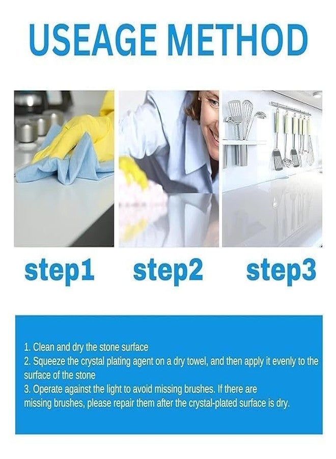 Kleva Stone Crystal Plating Brighten Luster Agent for Marble, Granite & Stone, Marble & Granite Floor Cleaner Help to Remove Stains Grease Grime Water Spots Fingerprints Smudges (Pack of 2) - Image 3