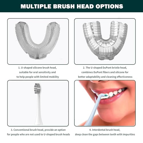 Sunartec 360° U-Shaped Automatic Sonic Toothbrush for Adults, Suitable for People with Limited Mobility Original Newupgrade Electric Toothbrushes, Multiple Brush Heads Options,IPX7 Waterproof - Image 4