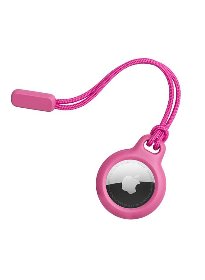 Pink Protection Case Cover for Apple Airtag, 360 Fully Body Anti Scratch Waterproof AirTag Protective Shell with Keychain, Dog Collar Keys Buckle Holder with Braided Rope - Image 1