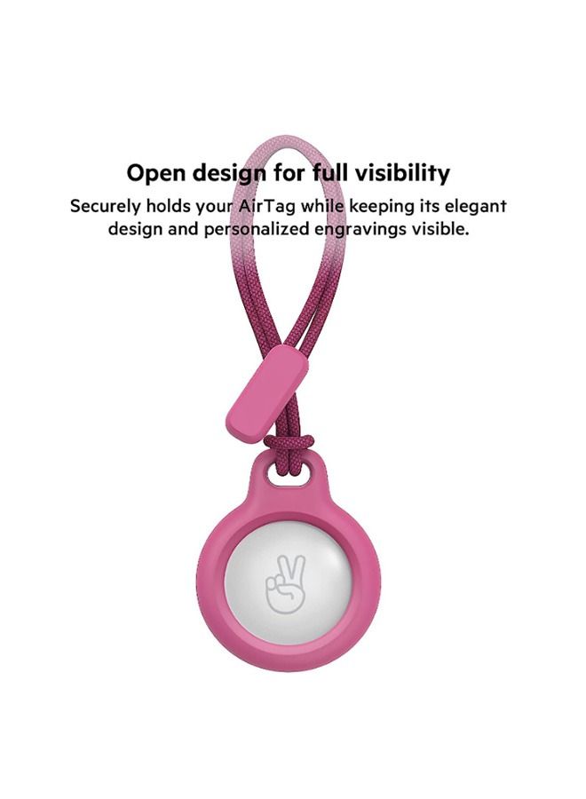 Pink Protection Case Cover for Apple Airtag, 360 Fully Body Anti Scratch Waterproof AirTag Protective Shell with Keychain, Dog Collar Keys Buckle Holder with Braided Rope - Image 2