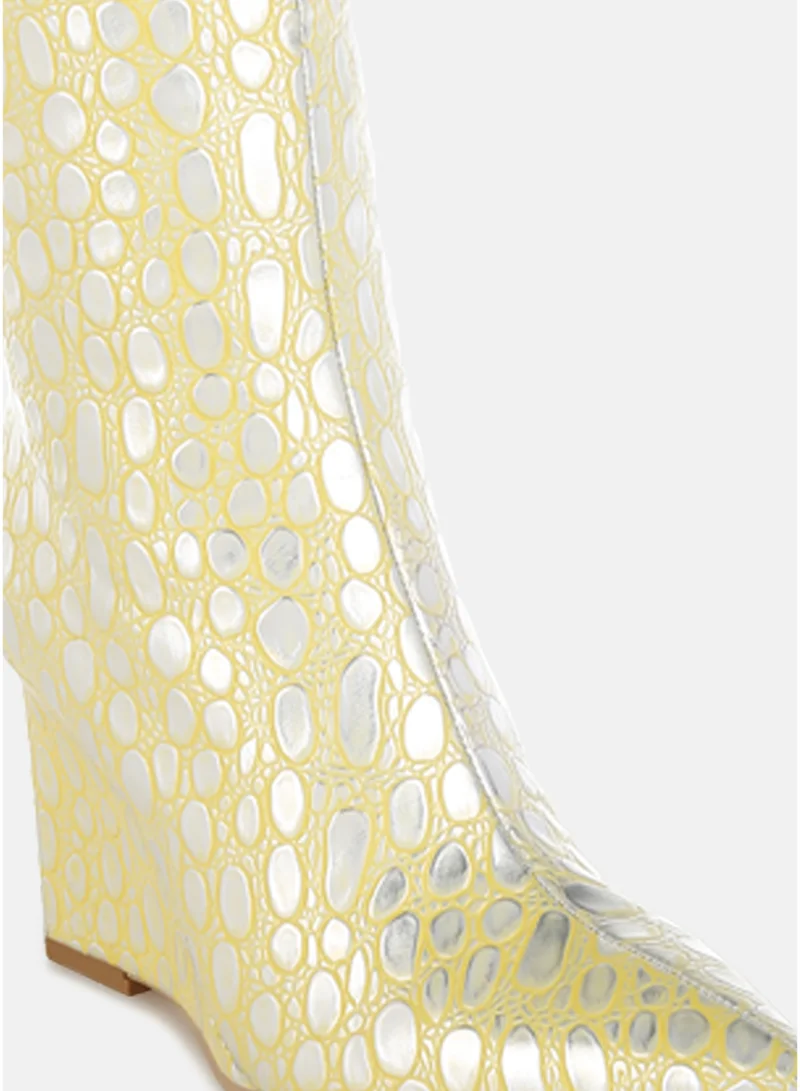 London Rag Lime Yellow London Rag Tear Shaped Faux Leather Boots in Lime Yellow for Women | Best Price UAE