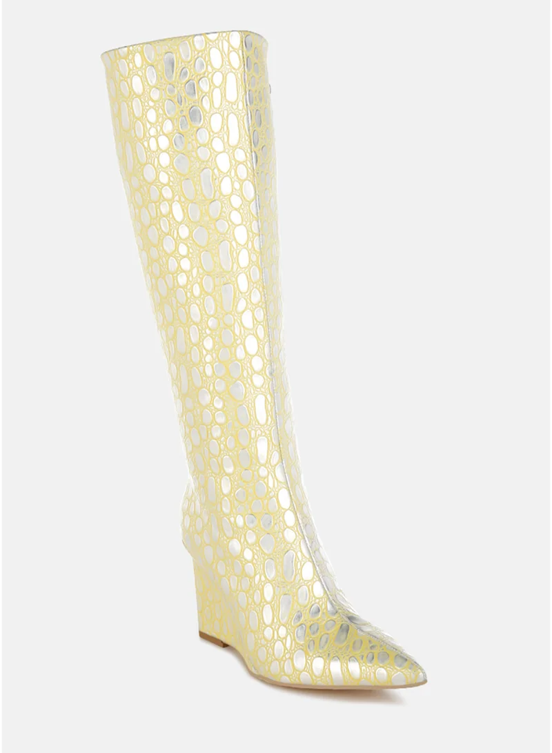 London Rag Lime Yellow London Rag Tear Shaped Faux Leather Boots in Lime Yellow for Women | Best Price UAE