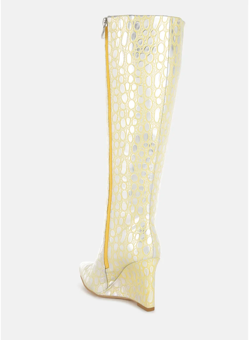 London Rag Lime Yellow London Rag Tear Shaped Faux Leather Boots in Lime Yellow for Women | Best Price UAE